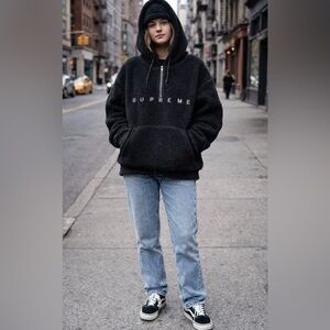 Supreme Black Fleece Pullover Hoodie